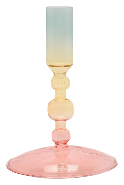 AU Maison - Lysestake i glass - Rosa/gul/lyseblå