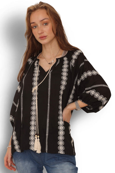 Phi Phi Star - Topp - Boho inspirert tunika svart 1029