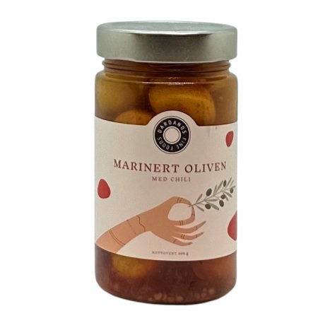 Marinert oliven med chili 320 g