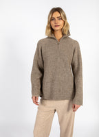 CC Heart – Genser – Emma Zip Knit Golden Brown Melange