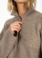 CC Heart – Genser – Emma Zip Knit Golden Brown Melange