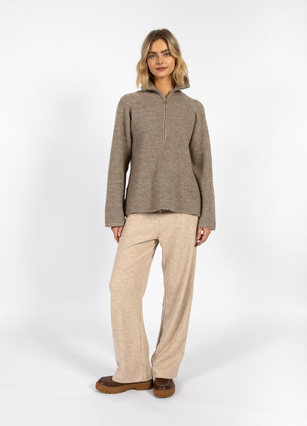 CC Heart – Genser – Emma Zip Knit Golden Brown Melange